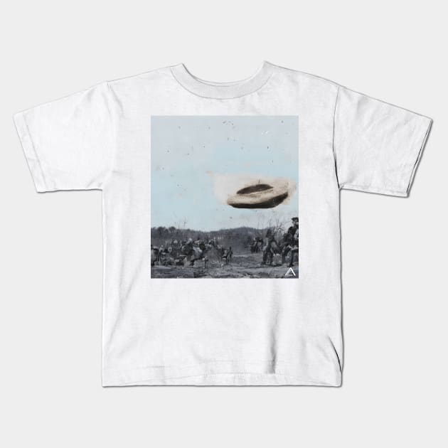 A UFO Landing in the Civil War Kids T-Shirt by Avedaz